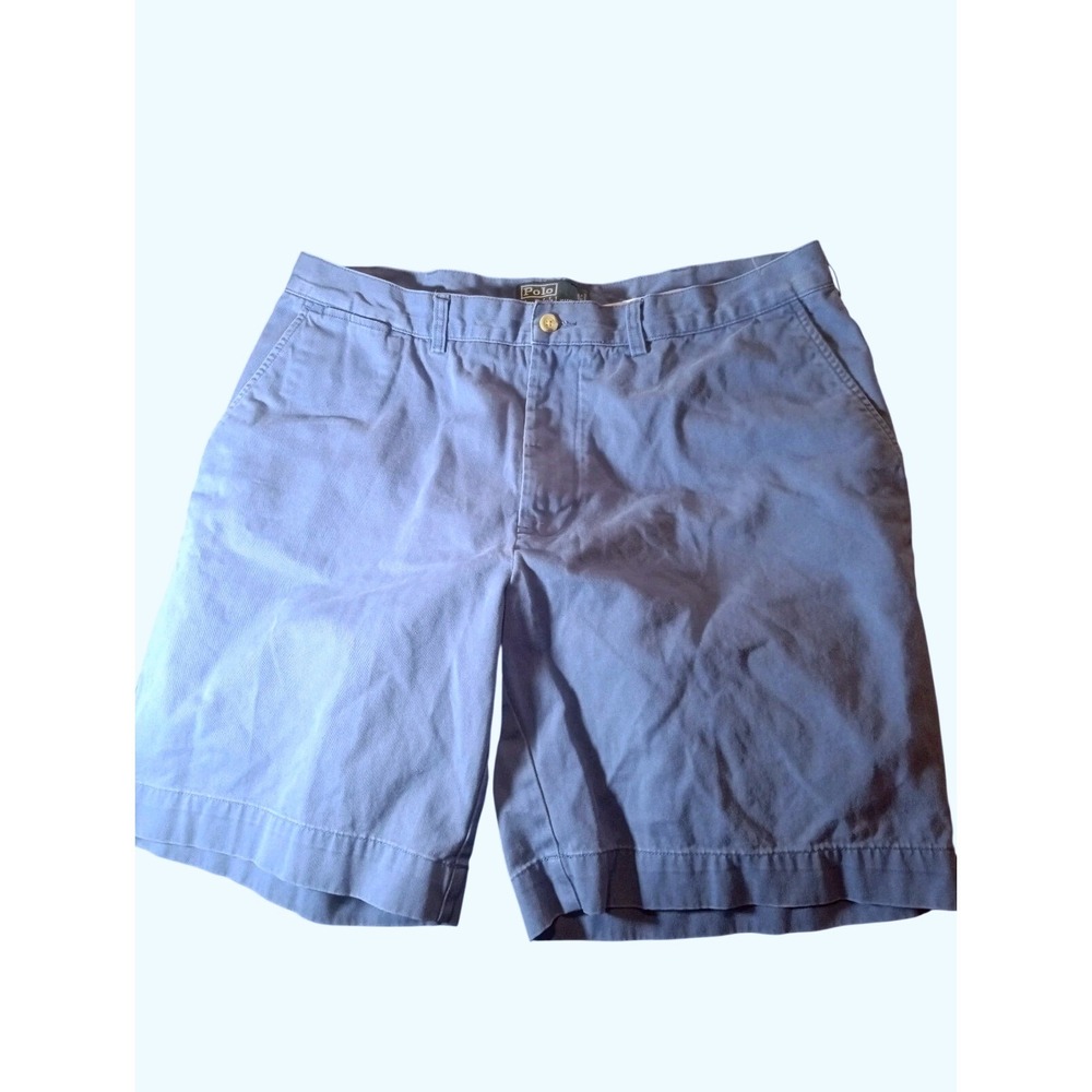 VINTAGE Polo Ralph Lauren Shorts 38 Men Blue Prospect Chino Flat Front Pony Golf